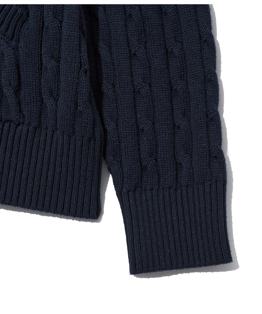 YALE Cable Knit Zip-Up Hoodie_Navy