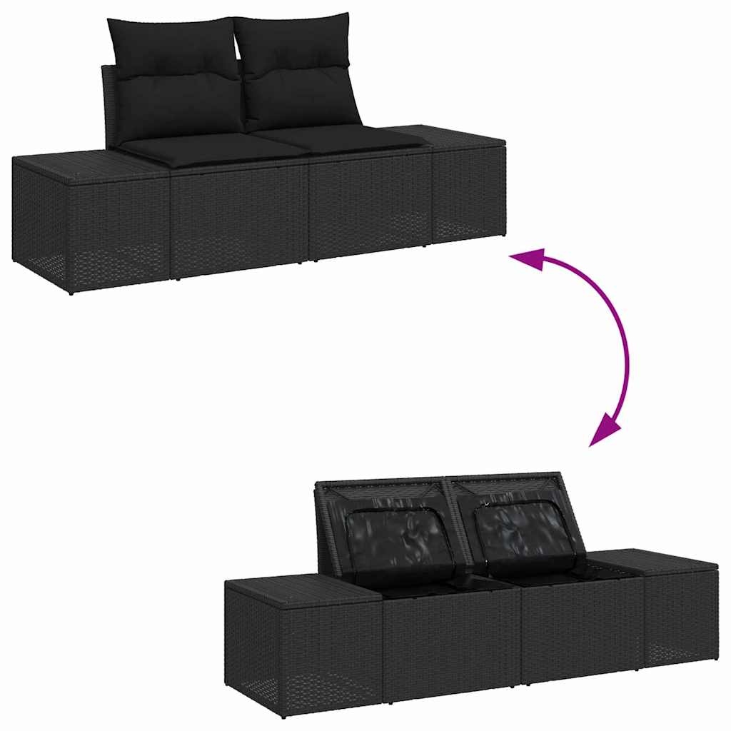 Garden Sofa Set with Cushions 5 pcs Black Poly Rattan