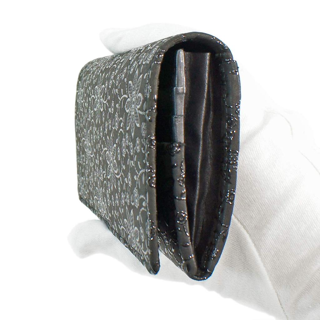 Длинный кошелек Inden Q с кошельком для монет из черной оленьей кожи и черного лака с узором «клематис» [Indenya] 2308-01-169