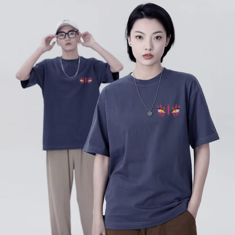 Истребитель демонов Аказа Японская хлопковая футболка Мужская Женская Короткий рукав Колледж Тренд Семейный наряд Косплей Аниме Лето