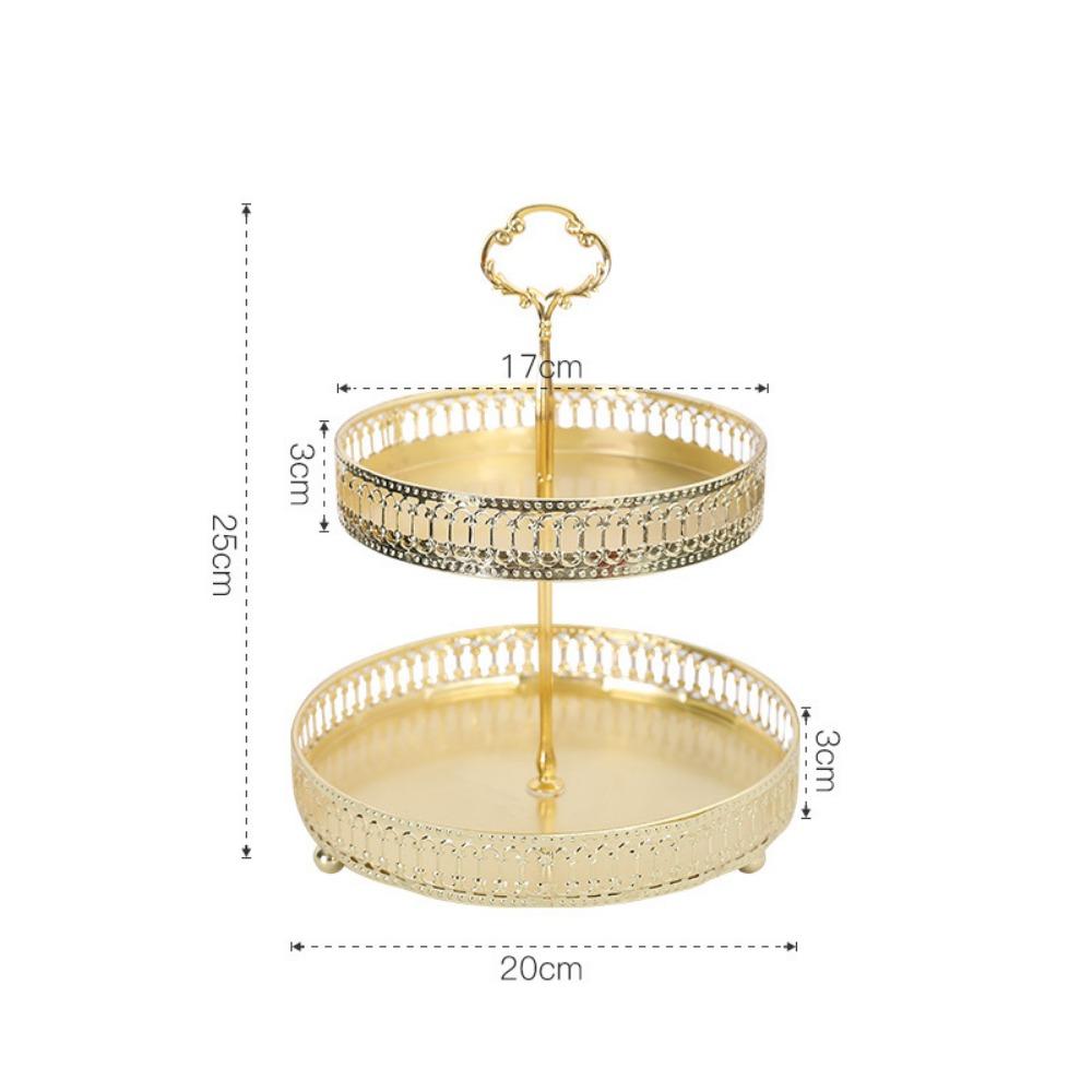 Золотой скандинавский поднос для выпечки, кованое железное блюдо для украшений, элегантный двухъярусный поднос для фруктов, гостиная
