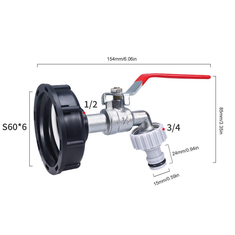 Адаптер для крана бака IBC UYANGG S60X6 с крупной резьбой для садового крана с быстрым соединением, клапан для бака из сплава, 1000 литров, клапан для аксессуаров для бака IBC