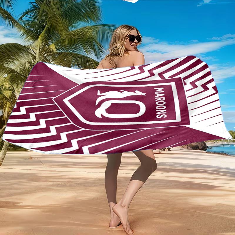 Australia Maroons Rugby Team Emblem Beach Towel, Quick-drying, Easy to Care for, Suitable for Both Fitness and Beach Vacations,Sports Essential