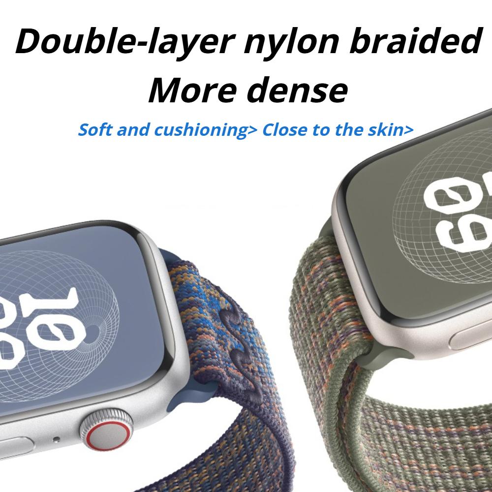 Нейлоновый ремешок-петля для Apple Watch 45 мм 44 мм 46 мм 40 мм 41 мм 38 мм 42 мм Correa Браслет iWatch Серии 11 10 6 Se 7 8 9 Ultra 3 2 49 мм