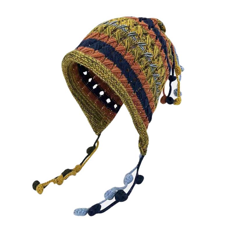 Женская мода повседневная осенне-зимняя вязаная панама красочные полосатые женские шапки