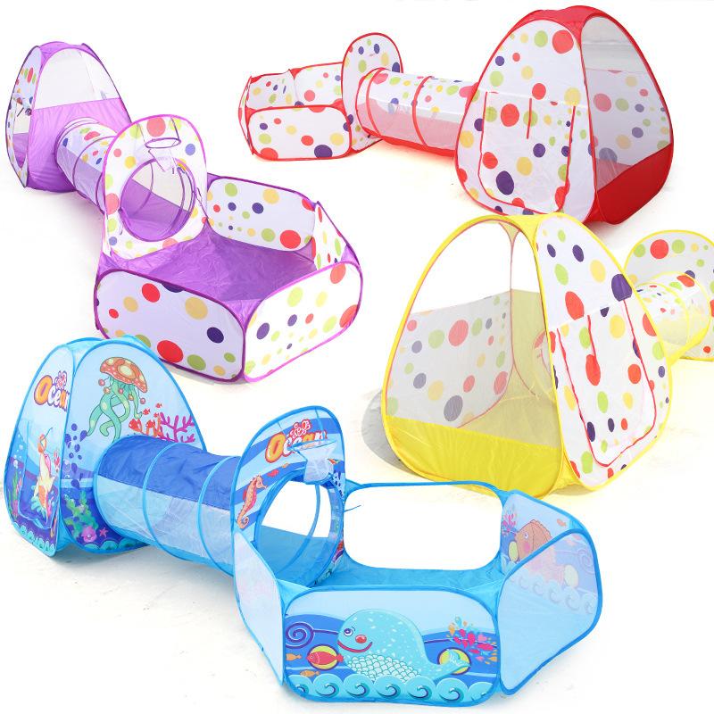 Детская палатка для игр в помещении и на улице, складной домик для лазания 3-в-1, хранение, бассейн с океаническими шариками, тоннель, игрушки