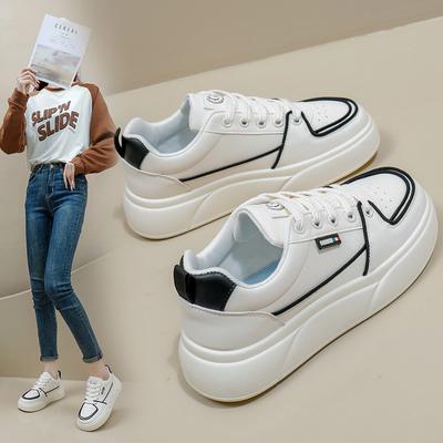Женские дышащие кроссовки на платформе, противоскользящие кроссовки для бега, повседневные легкие белые кроссовки на шнуровке, модные женские теннисные туфли из искусственной кожи