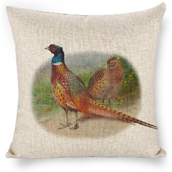 Linen Throw Pillow Covers Blue Egret on Coastal 18x18 Decorative Pillows for Bed Couch Cushion Sofa Outdoor