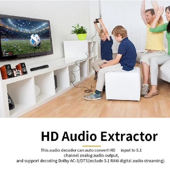 4K 3D 5.1 Channel 5.1CH Audio Extractor Decoder AC3/DTS Sound RCA HD Video Converter for PS4 Xbox DVD Laptop PC To TV Monitor