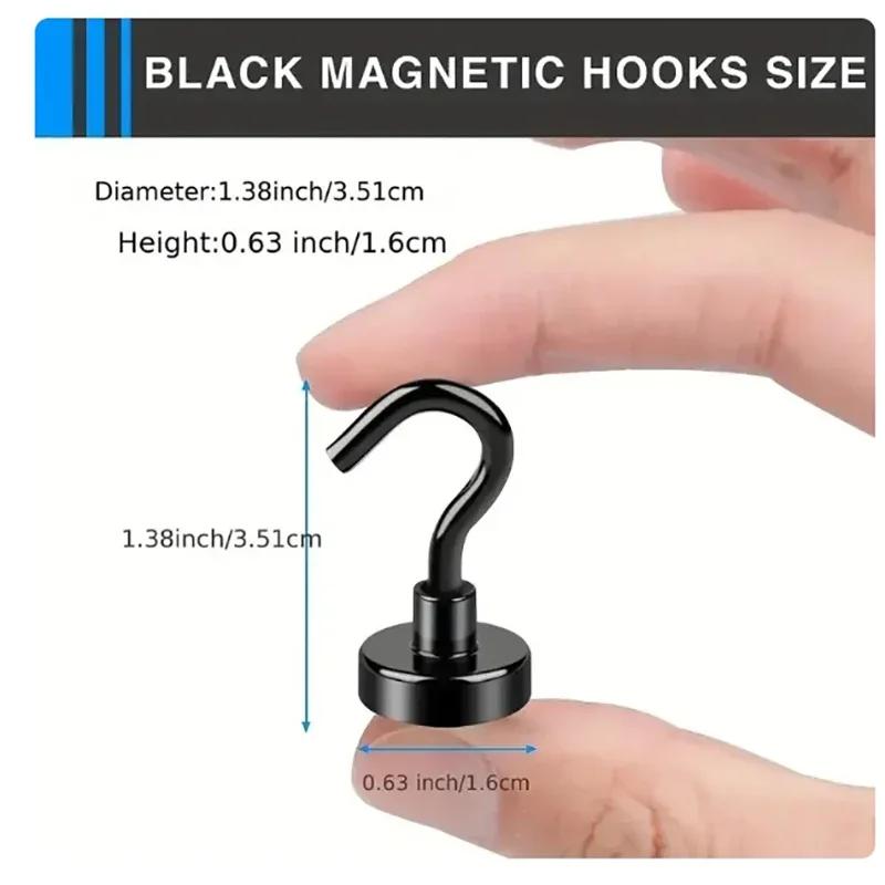 6 шт. Черный магнитный крючок 15 фунтов (Около 7 кг) Внутренние подвесные потолки, кухни, рабочие места, офисы и гаражи