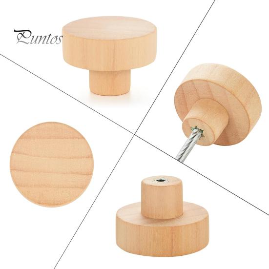 16 шт., деревянная ручка для мебели, винтовое крепление из натурального дерева, элегантная круглая ручка с одним отверстием, сменные аксессуары для ящика шкафа