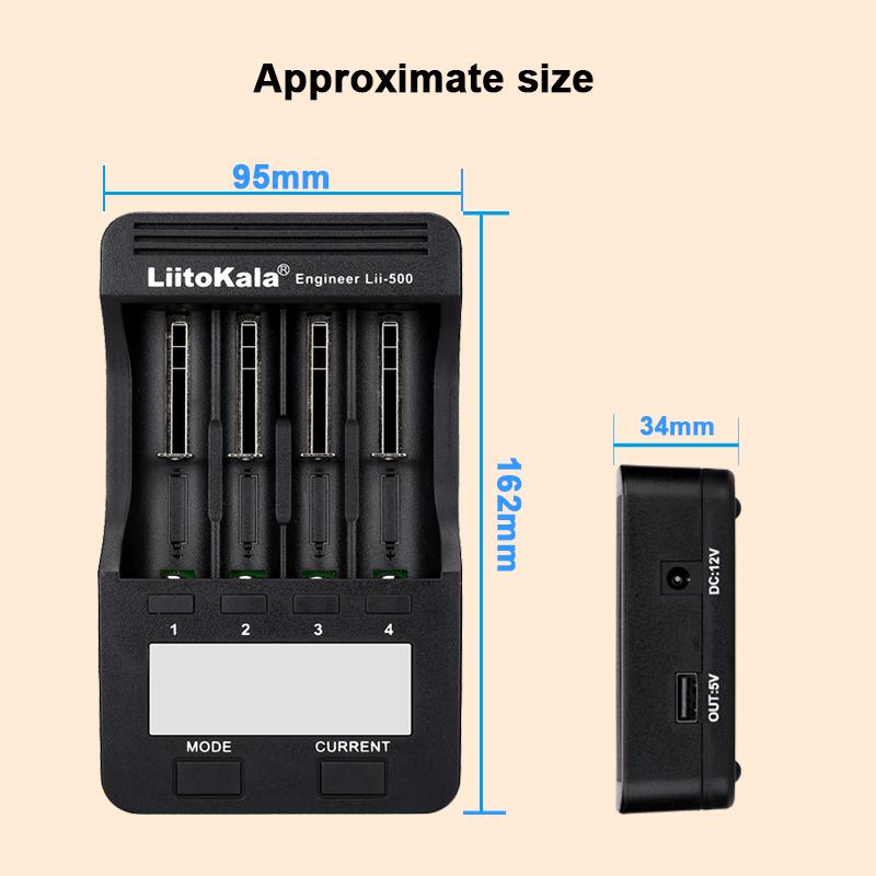 Умное зарядное устройство LiitoKala Lii-500 для 18650/26650/AA/AAA/Ni-MH/Li-ion, ЖК-дисплей, Тестер емкости, Независимые слоты, Защита