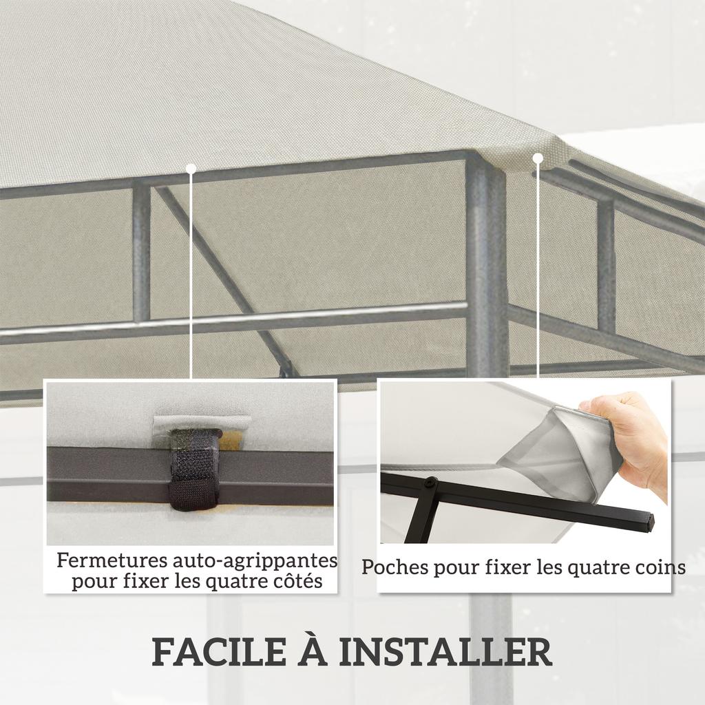 Replacement canopy for pavilion gazebo tent replacement roof garden gazebo polyester 180 g/m² 3 x 3 m grey