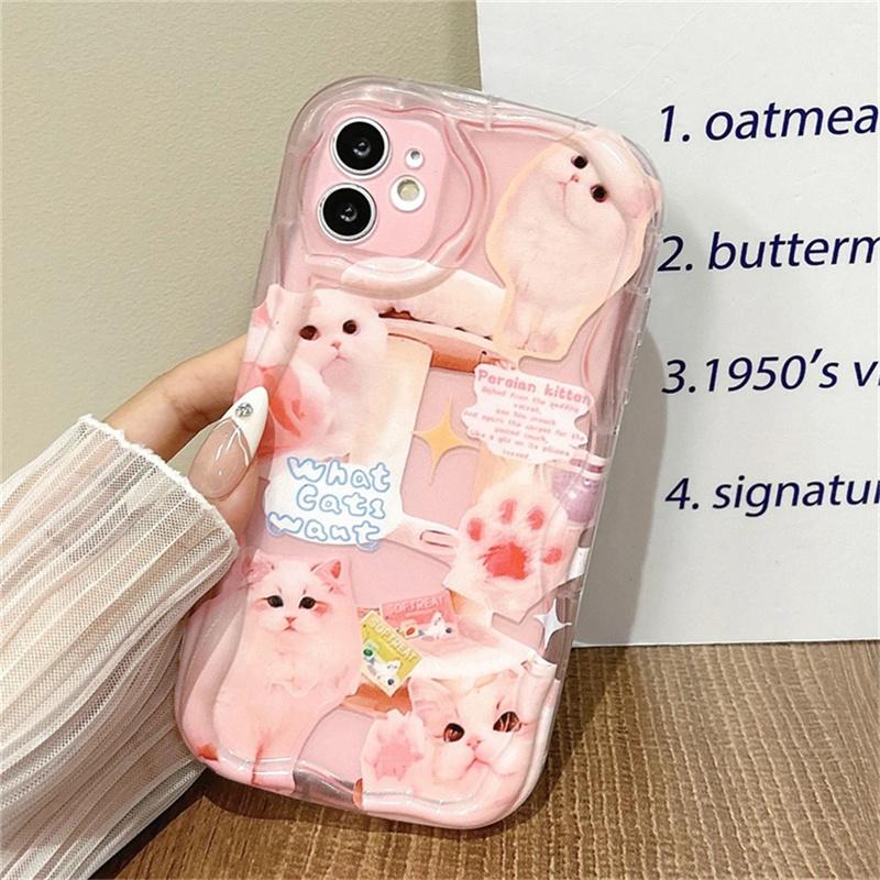 Чехол для iPhone 17Air 16E 17 16 Pro Max 15 Plus 11 PRO Max Милые Сладкие Животные Собака Кошка Волна Боковая Мультяшный Мягкий Силиконовый Чехол
