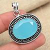 Blue Chalcedony Gemstone 925 Sterling Silver Handmade Fancy Pendant Jewelry