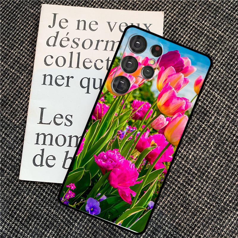 Чехол-цветок с весенними тюльпанами для Samsung Galaxy S25 Ultra S20 S21 S22 S23 S24 Ultra S9 S10 Plus S25 FE Задняя крышка