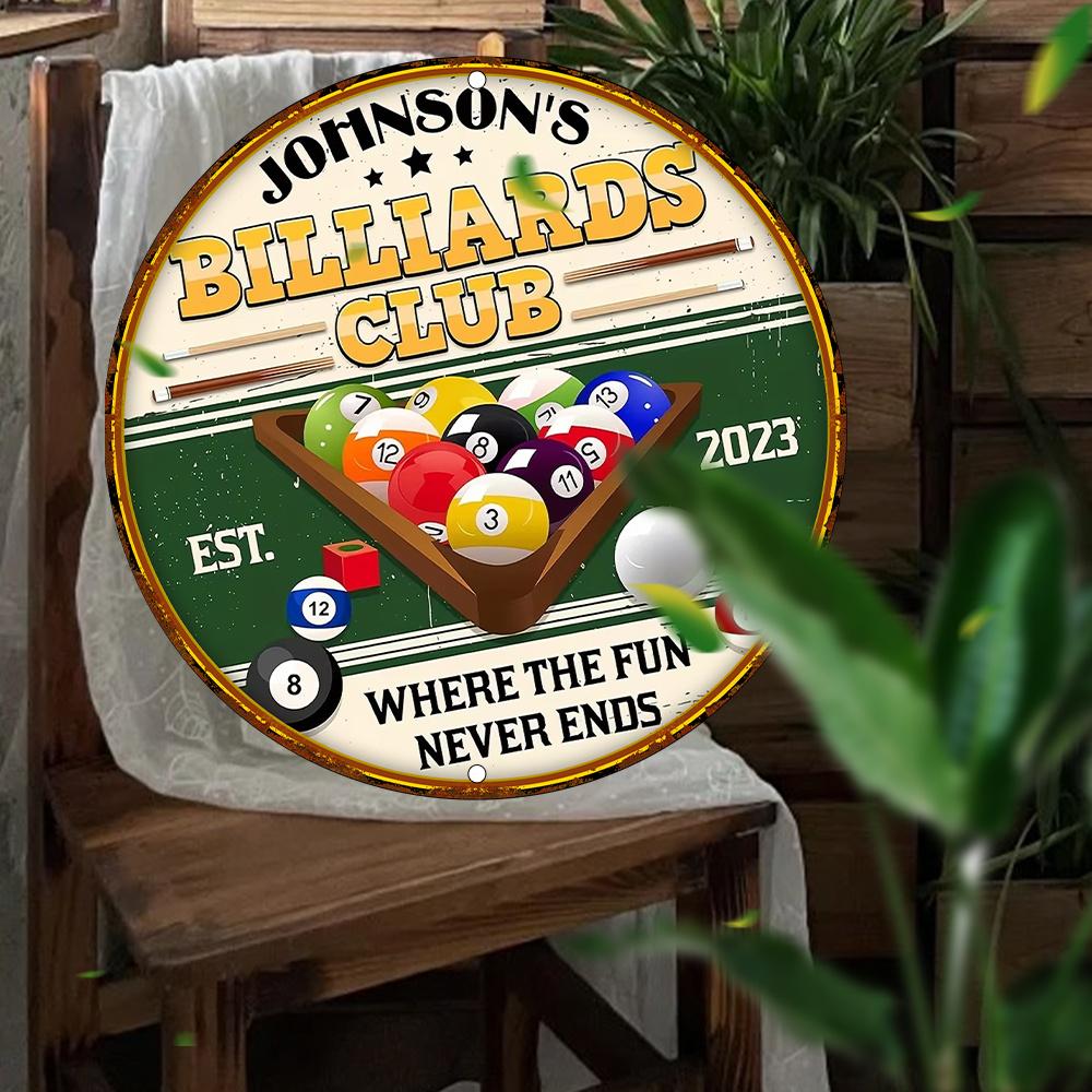 1pc Vintage Johnson'S Billiards Club Wood Sign, UV Printed Wooden Plaque, Dustproof Wall Decor for Home, Garage, Cafe, Restaurant, and BarInches