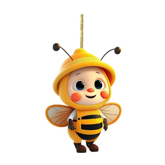 Acrylic Bee Hanging Decoration Single Side Printed Little Bee Ornament Car Rearview Mirror Keychain Pendant