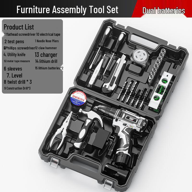 Беспроводная литиевая электрическая дрель и набор инструментов-отверток