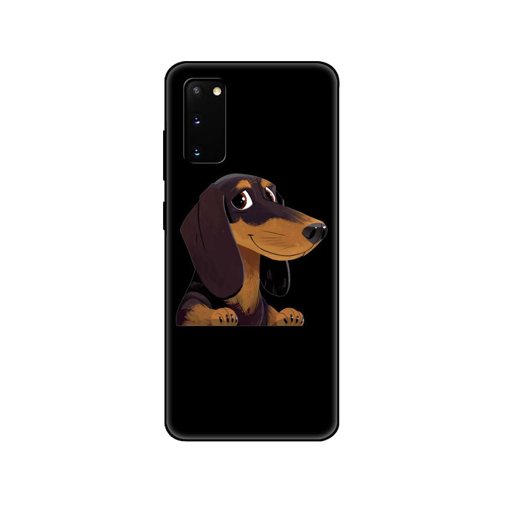 Черный чехол из ТПУ для Samsung Galaxy S20/S20 PLUS/S20 ultra/S20+/S20FE задняя крышка животные собаки такса красочные милые