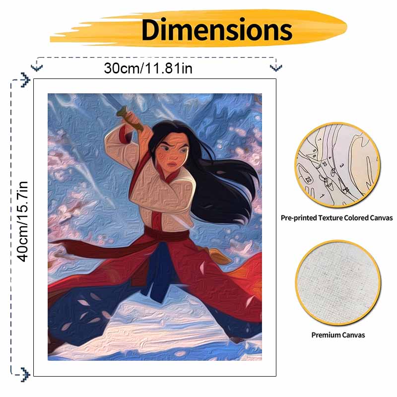 Disney Mulan sword warrior digital oil painting painting art handmade diy gift home decoration