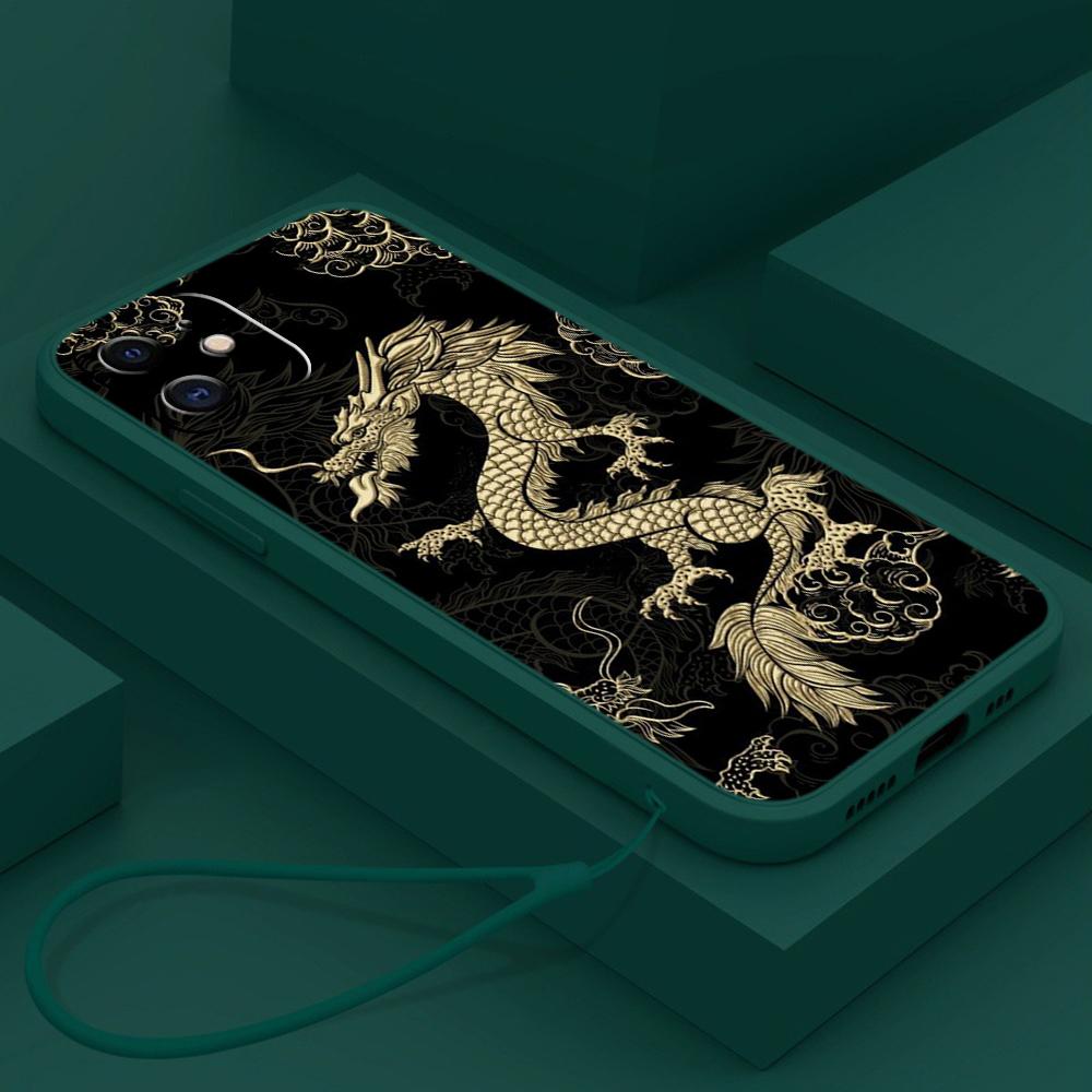 N81 Dragon design art с ремешком, силиконовые чехлы для телефонов с прямыми краями для Xiaomi Poco X5 F6 Redmi Note 13 Pro 12C Realme C55, противоударный чехол Huawei