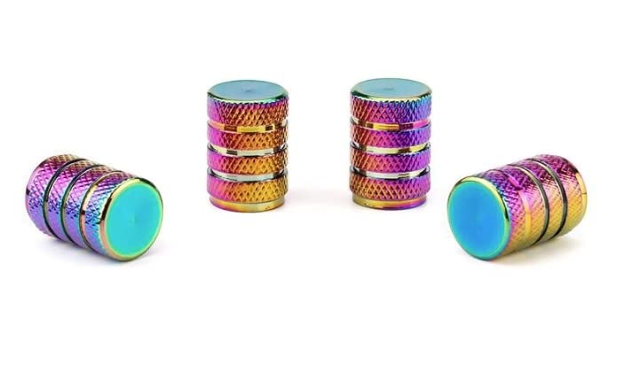 Areyss 230237 Universal Aluminum Air Valve Cap, Cylindrical Type, Set of 4 (Neochrome)