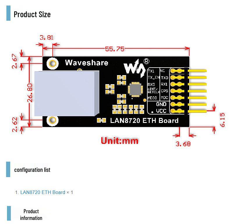Ethernet-модуль LAN8720: PHY-трансивер с интерфейсом RMII