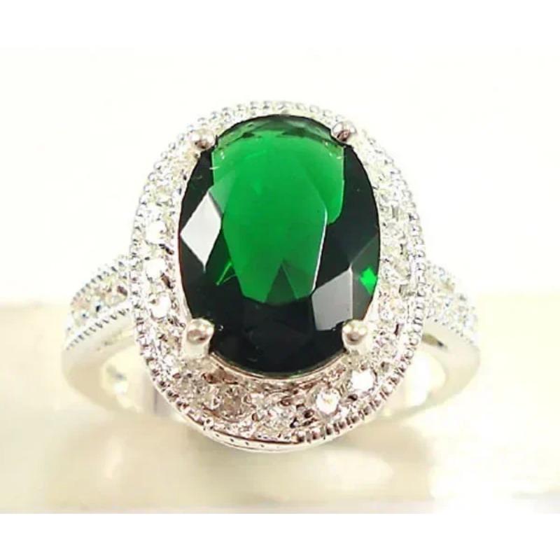 2025 New Luxury Women's Big Black Stone Ring Fashion Silver Zircon Wedding Rings Female Bride Love Engagement