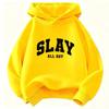 Худи с принтом букв Slay All Day для детей - Унисекс Осенняя/Зимняя спортивная одежда