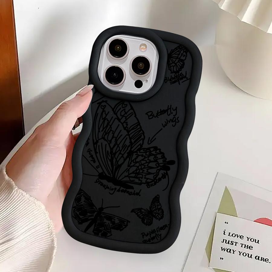 Мягкий чехол для телефона для iPhone 8 17 Air 12 15 Plus XR 11 16 Pro Max 13 14 Бабочка Цветок