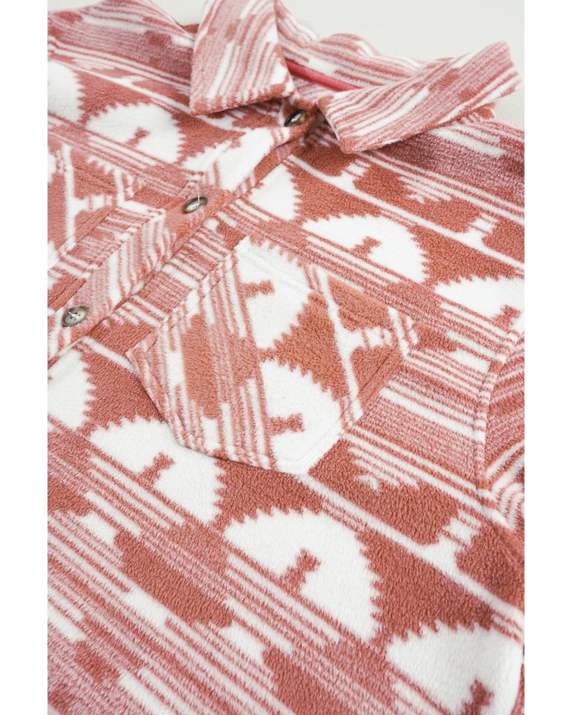 Azura Exchange Pink Plus Size Aztec Print Chest Pocket Shacket