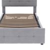 Upholstery Bed 90 x 200cm Height-Adjustable Headboard Large Space Ergonomic Children Design Hydraulic Single with Slatted Frame Home Furniture Flat