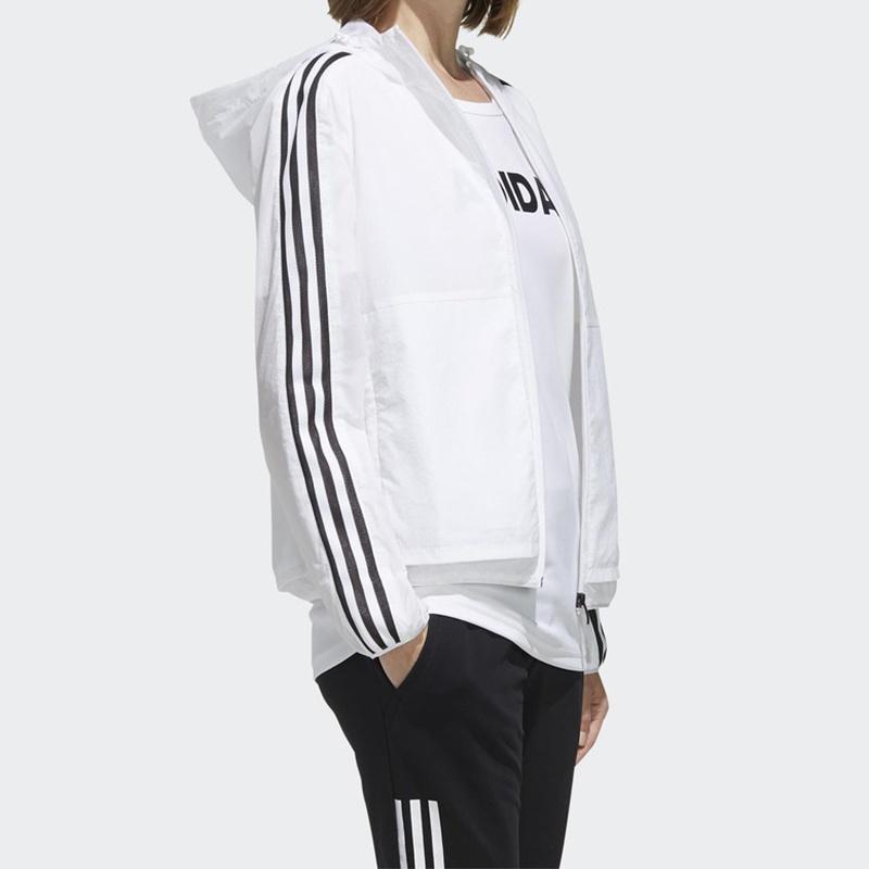 (WMNS) Женская толстовка с капюшоном adidas с принтом Three Stripes 'Белый Черный' FM9257