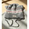 2026 Winter Fair Isle Knit Beanie Women With Cat Ear Detail Warm Cozy Wool Blend Hat In Solid Contrast Colors