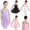 Детское шифоновое платье с погонами для девочек, перекрещивающееся шифоновое платье для балета и танца, гимнастическое трико