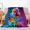 Colorful Rose & Butterfly Design Flannel Blanket Sofa Lunch Soft Break Blanket Children Student Kids Gift,Office Couch Chair Bed