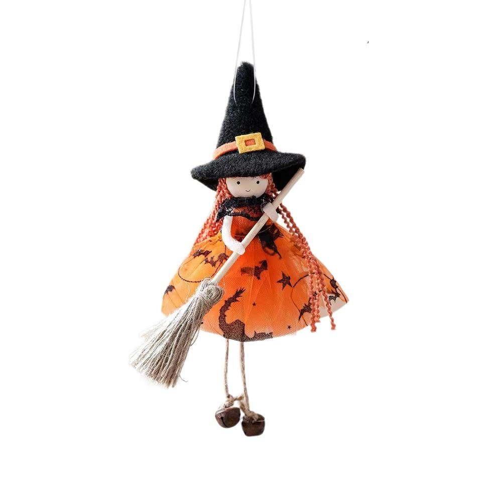 Kid Toy Broom Girl Angel Pendant Bell Foot Witch Figurine Handicraft  Party Supplies