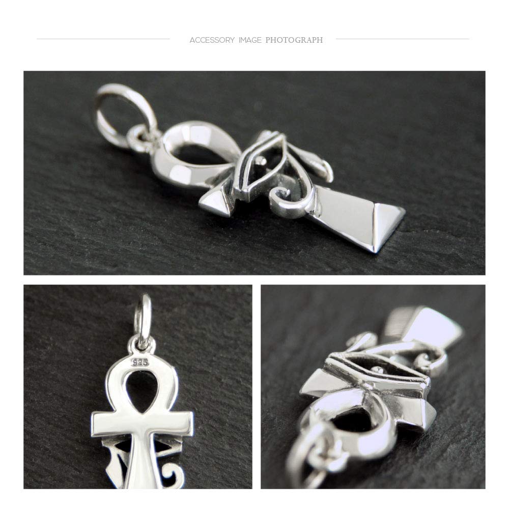 Pe2196 Silver Accessories Necklace for Ankh Egyptian Pendant Top Only [Brand Name 2PIECES] Men, (Egyptian Cross), Mythology,