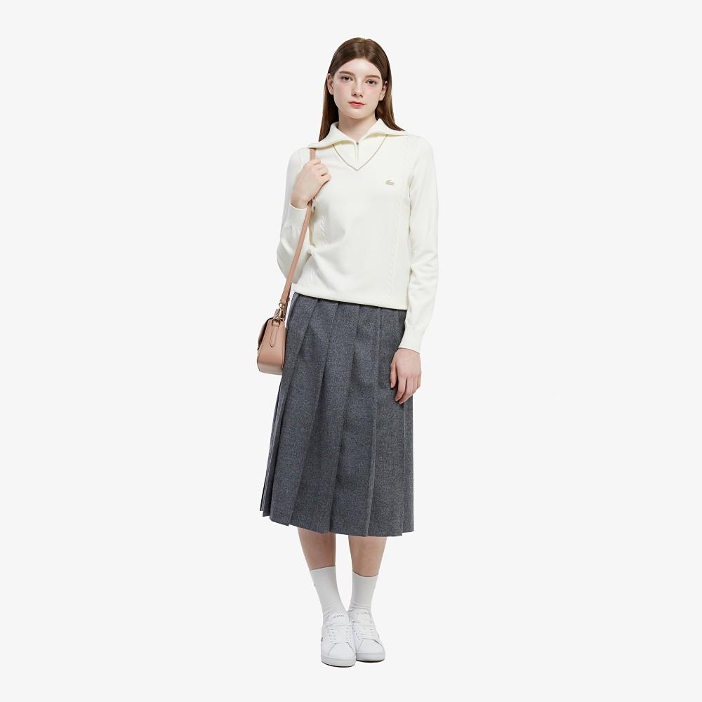 [lacoste] Women's Half-Zip Wing Collar Sweater AF708E-55N001