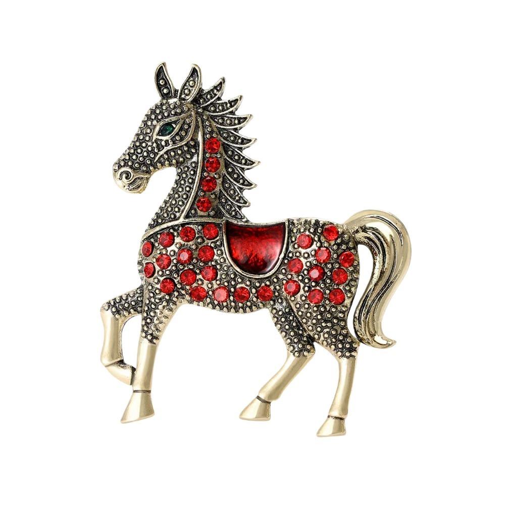Unisex Rhinestone Horse Brooch Enamel Year of The Horse Brooch Elegant New Year's Accessories  Gift