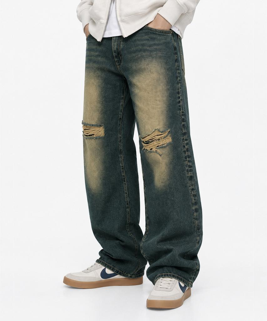 NTET Vintage Balloon Wide Denim Pants (Muddy Indigo)