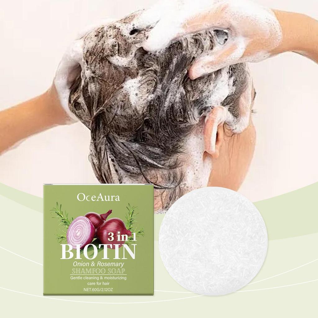 Onion & Rosemary Shampoo Bar, Gentle Cleansing with Rich Lather, Tames Frizz & Softens Smooths Hair, Natural Nourishing Solid Shampoo