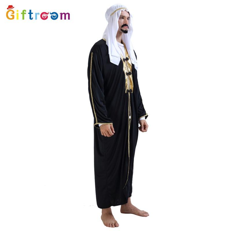 Halloween Masquerade Cosplay Prince Male Black Muslim Dubai Dress