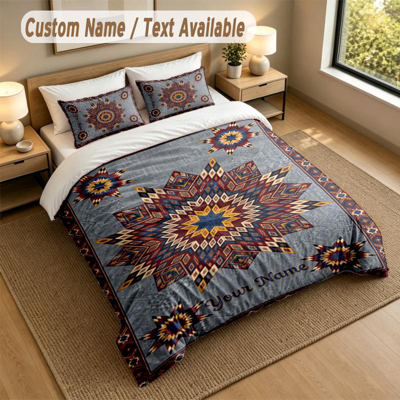 American Patriotic Theme Personalized 3Pcs Bedding Set Custom Text & Name 1 Sheet 2 Pillowcases Household Bedding 1pc