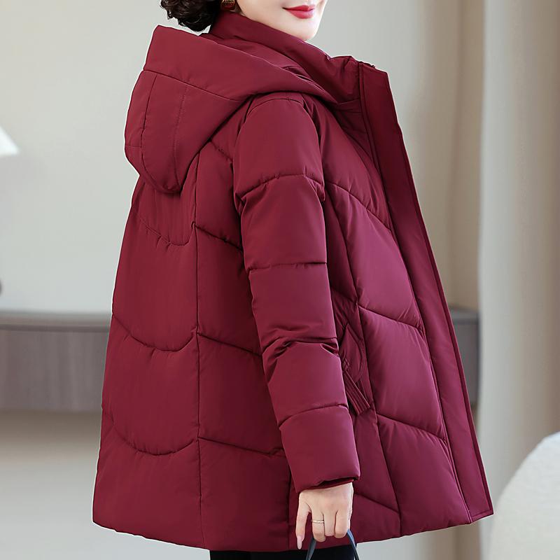 Plus Size Women's Parkas Winter Warm Jackets Hooded Elegant Loose Thick Outerwear Middle Age Women's Coats