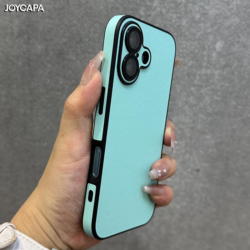 Роскошный кожаный цветной чехол для iPhone 16 15 14 Plus 13 12 11 Pro Max Мягкий силиконовый бампер Матовый противоударный Простая накладка