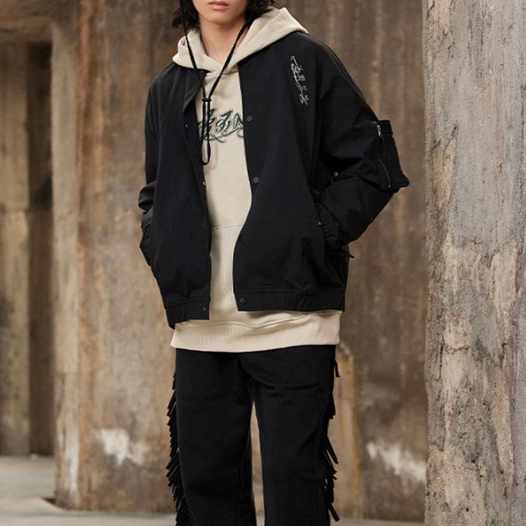 LiNing Wuhua Tianbao - Liuqi Qiongyao Sports Lifestyle Series Solid Color Loose Jacket Unisex Jacket Black AJDS347-2