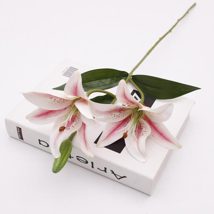 Simulated 3-head lily 3D film fake flower home living room decorative flower