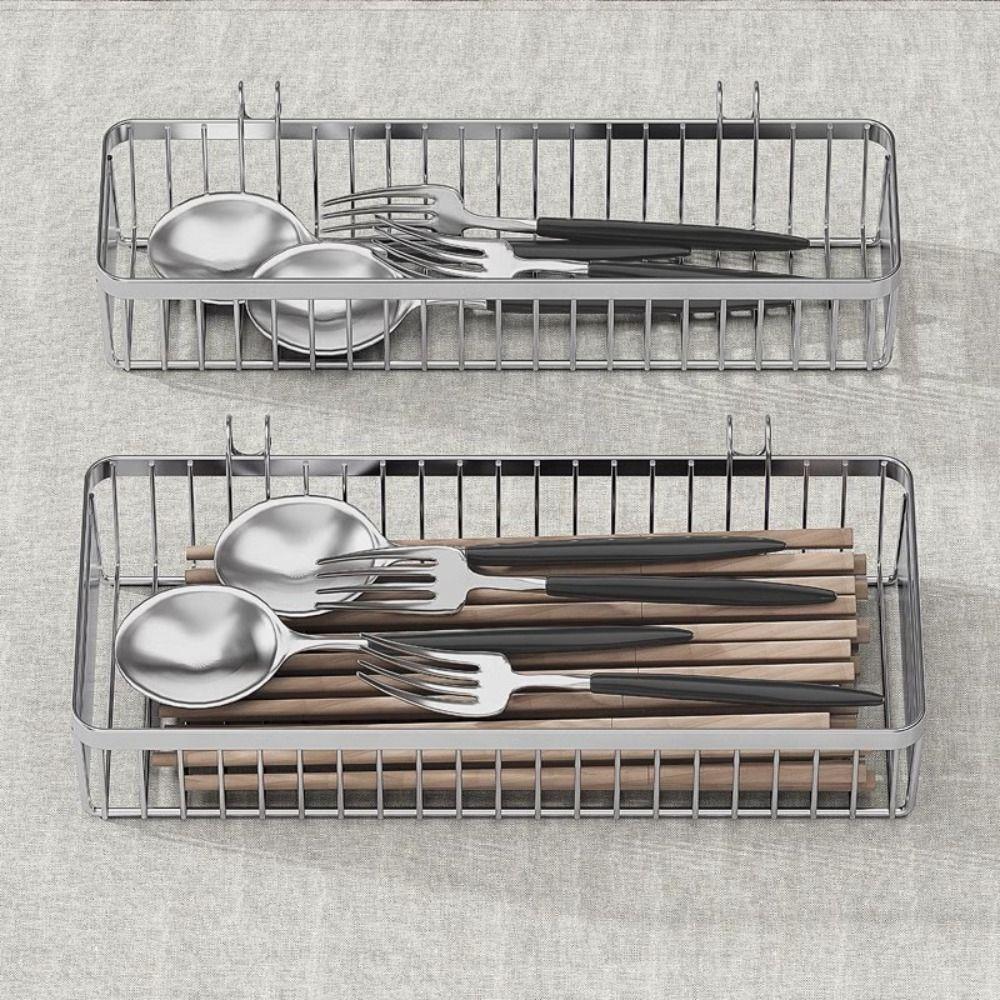 Rust Proof Hanging Cutlery Holder Stainless Steel Cutlery Drainer Rack Kitchen Use